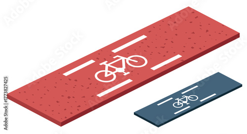 Isometric bicycle lane design with abstract textured background