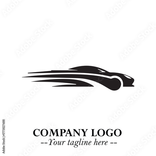 Car Running Fast Logo Symbol in Black on the White Background with Dynamic Speed Design