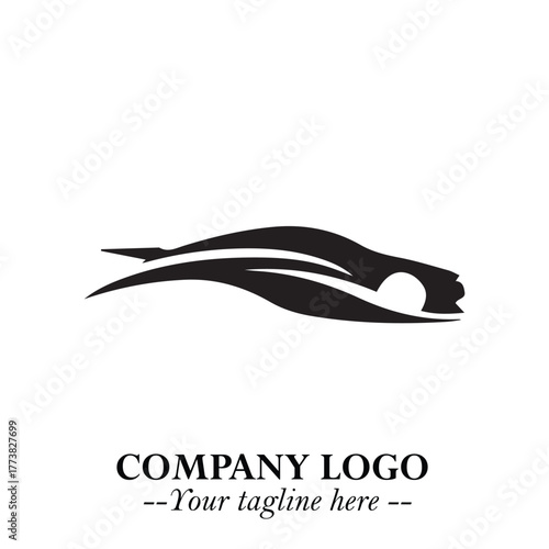 Car Running Fast Logo Symbol in Black on the White Background with Dynamic Speed Design