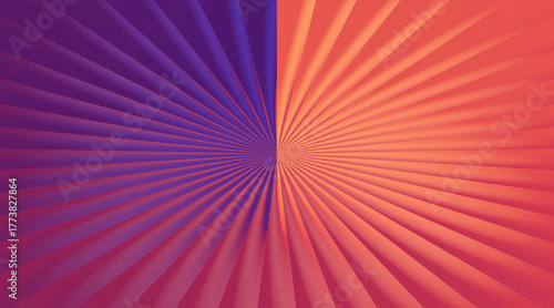 Abstract background with radiating 3D fins in a vibrant purple and orange gradient.