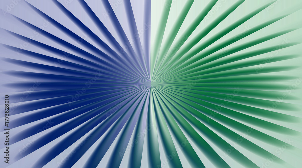 Obraz premium Abstract geometric pattern with radiating lines in blue and green colors.