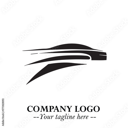 Car Running Fast Logo Symbol in Black on the White Background with Dynamic Speed Design