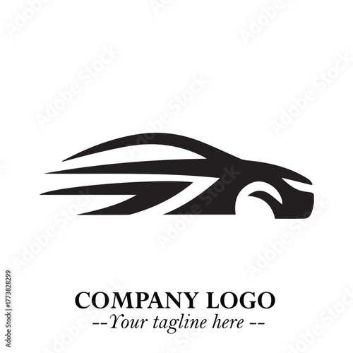 Car Running Fast Logo Symbol in Black on the White Background with Dynamic Speed Design