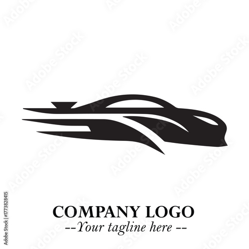 Car Running Fast Logo Symbol in Black on the White Background with Dynamic Speed Design