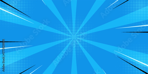 Blue Sunny haze pop art retro vector background. Anime Background Style Illustration