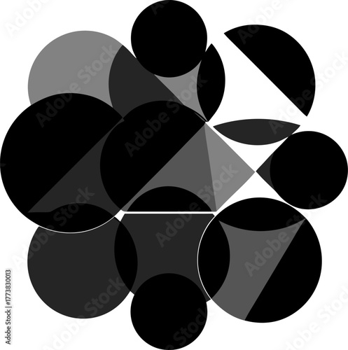  Overlapping transparent shapes (using blend modes Silhouette black  vector white background
