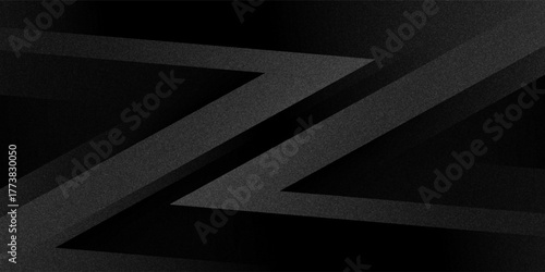 Modern black white abstract background. Minimal. Gradient. Dark grey banner with geometric shapes, lines, stripes, triangles. Design. Futuristic. Cut paper or metal effect.vector eps10