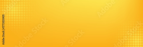 Yellow halftone pattern. Retro comic gradient background. Bright orange pixelated dotted texture overlay. Cartoon pop art faded gradient pattern. Vector backdrop for poster, banner, advertisement