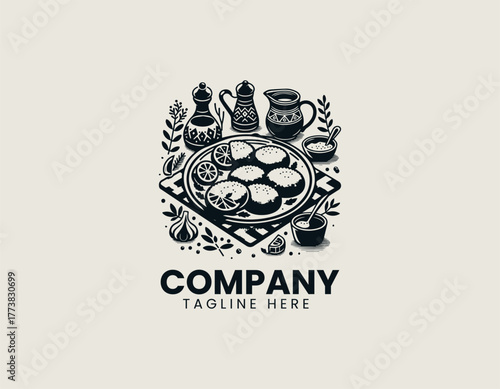 Traditional Fried Chicken Cutlets Dish Elegantly Served on a Blue Plate with Herbs and Spices Vector Illustration