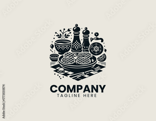 Traditional Fried Chicken Cutlets Dish Elegantly Served on a Blue Plate with Herbs and Spices Vector Illustration