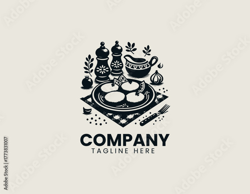 Traditional Fried Chicken Cutlets Dish Elegantly Served on a Blue Plate with Herbs and Spices Vector Illustration