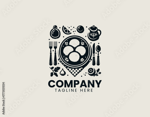 Traditional Fried Chicken Cutlets Dish Elegantly Served on a Blue Plate with Herbs and Spices Vector Illustration