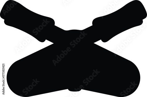 Ergonomic Kayak or Rowing Oars Water Sports Equipment Vector silhouette