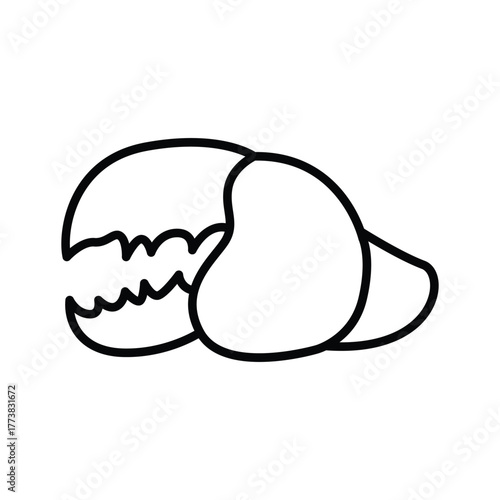 A crab claw outlined in thick black lines is poised ready to pinch