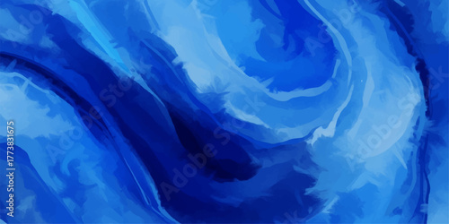 Abstract blue background with flowing light and soft waves of liquid silk texture