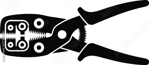 Professional Grade Wire Stripper and Crimper Tool Electrician Vector silhouette