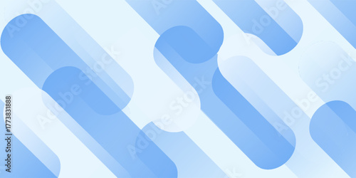 Abstract blue and white diagonal rounded lines background. Modern overlap geometric shape design element. Suit for poster, banner, cover, brochure, presentation, website. Vector illustration