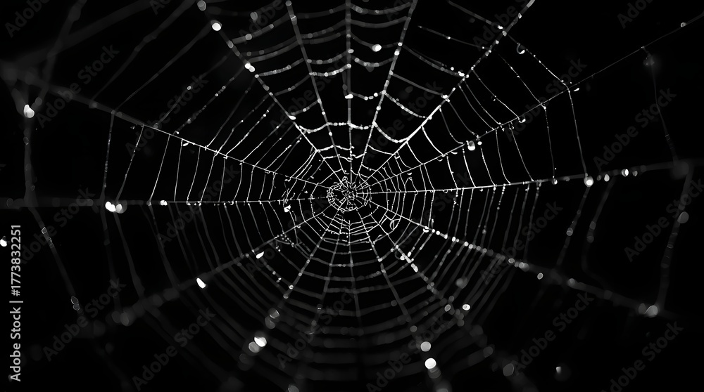 Naklejka premium spider web with dew drops