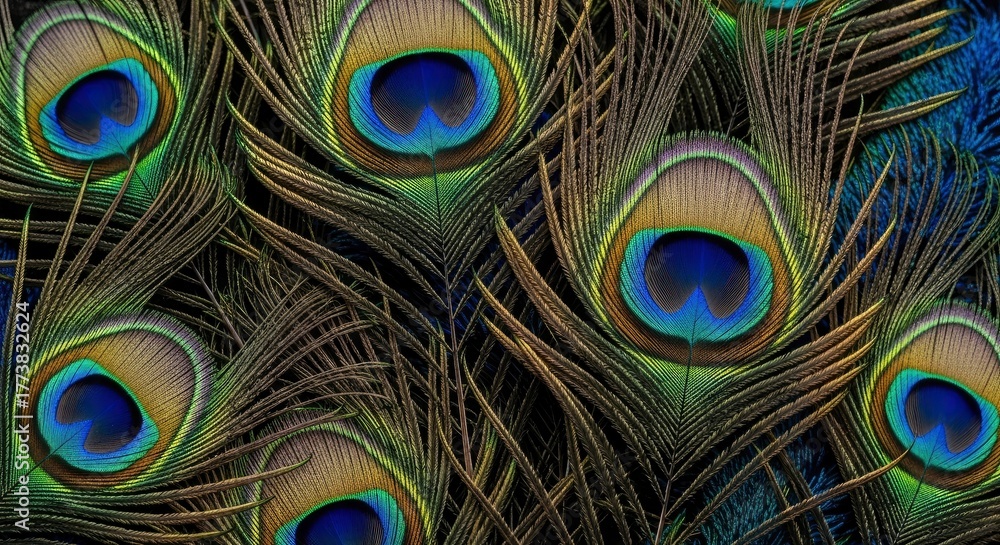 Obraz premium Intricate Peacock Feather Patterns - A Study in Color and Texture.