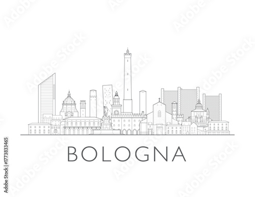 Bologna Italy cityscape illustration skyline drawing