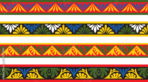 Vector network of color seamless classic byzantine ornament. Endless border, Ansient Greke, Estern Roman Empire frame. Decoration of the Russian Orthodox Church