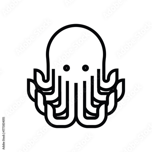 An octopus with a round head 2 eyes and 8 tentacles