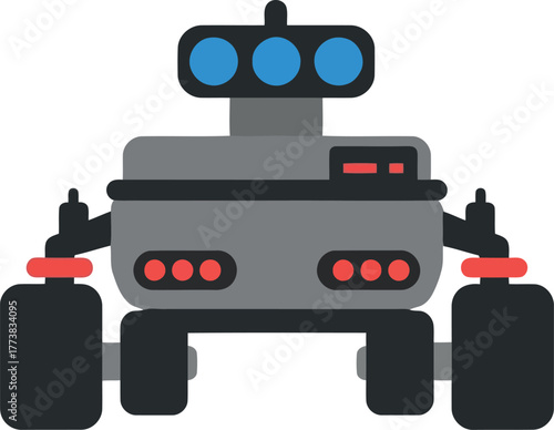 Futuristic robot vehicle with bright blue headlights vector