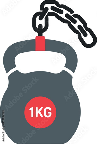 Kettlebell 1kg weightlift gym fitness workout equipment vector