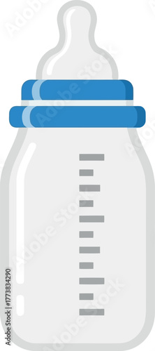 Blue baby bottle feeding milk formula measurement container vector