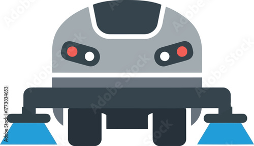 Modern sweeper machine automated cleaning robot industrial equipment vector