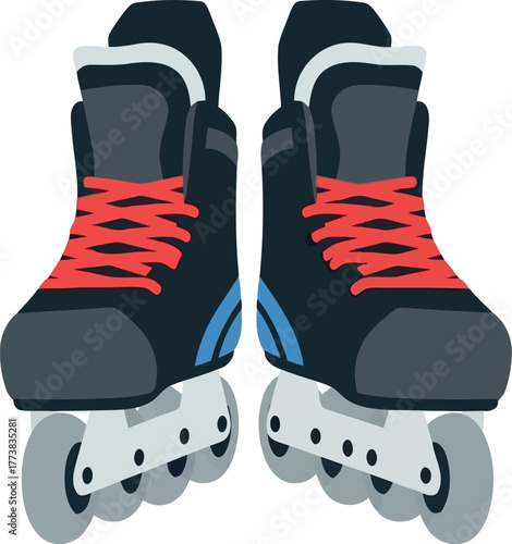 Aggressive inline skates with red laces for urban skating and extreme sports vector