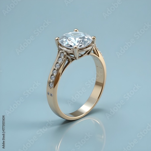 Gold Engagement Ring with Diamond Gemstone