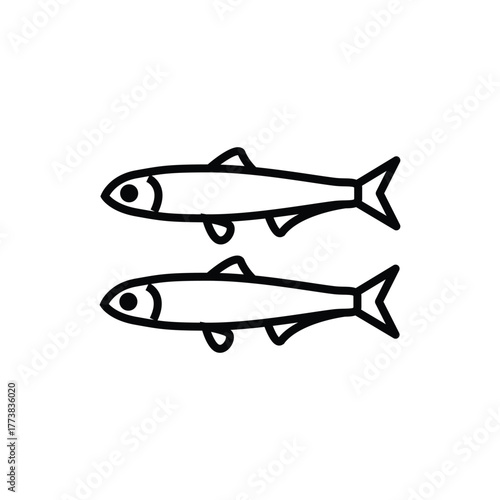 Two outlined fish positioned horizontally showing basic fin and tail details