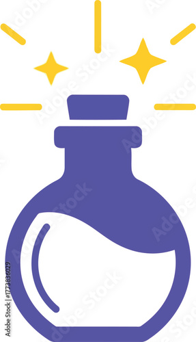 Magic potion bottle sparkling elixir alchemy concept vector