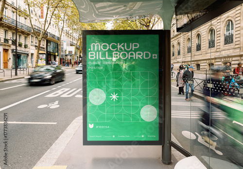 Vertical Poster Bus Stop Billboard Public Transport Mockup