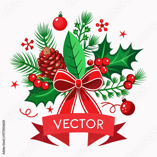 Christmas wreath elements