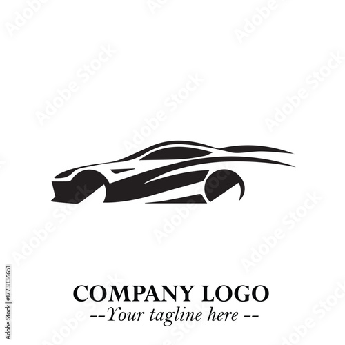 Car Running Fast Logo Symbol in Black on the White Background with Dynamic Speed Design