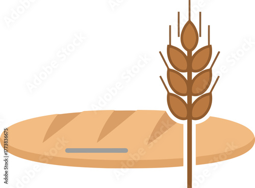 Artisan bread wheat stalk harvest bakery staple food vector vector