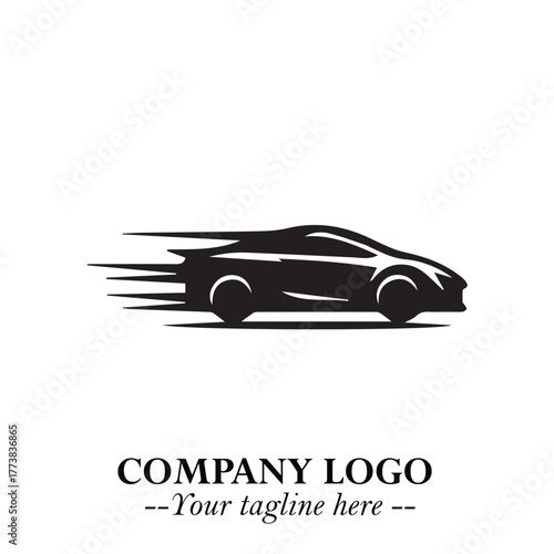 Car Running Fast Logo Symbol in Black on the White Background with Dynamic Speed Design