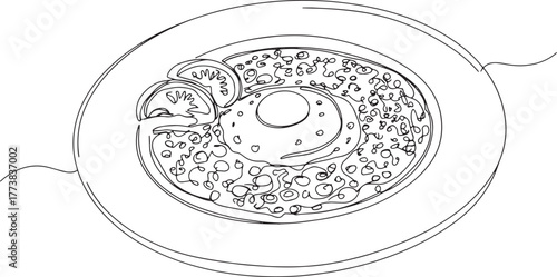 Line Art Depiction of Turkish Menemen: A Whimsical and Artistic