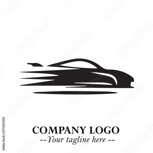 Car Running Fast Logo Symbol in Black on the White Background with Dynamic Speed Design