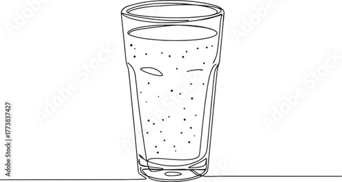 Minimalist line art illustration of a refreshing beverage in a g