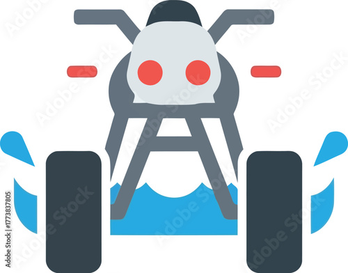 Modern atv quad bike vector icon water splash action adventure vector