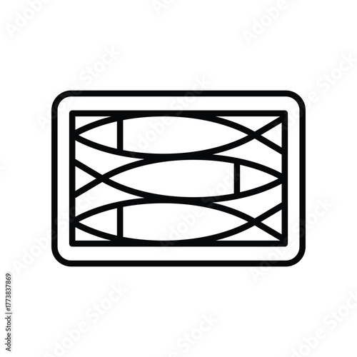 Rectangular container of three fish shapes stacked vertically with thick outlines separated by lines