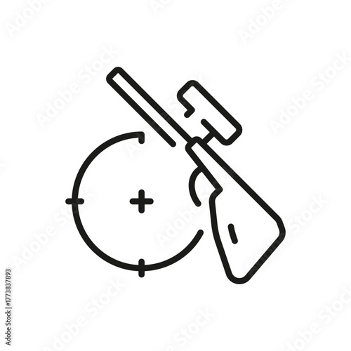 Rifle with scope crosshair on target
