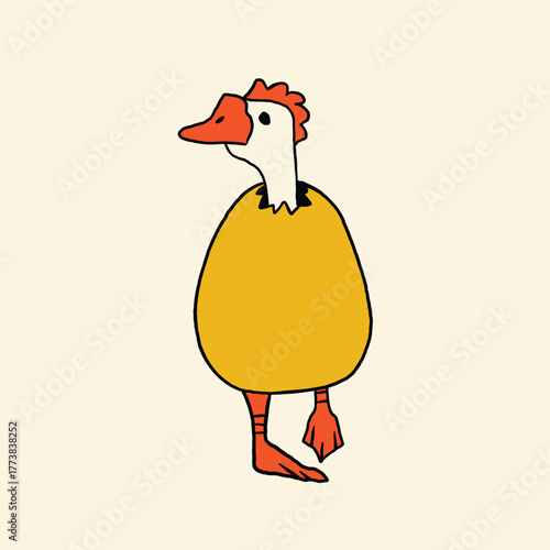 kids drawing egg duck cartoon illustration