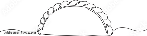 Empanada continuous line drawing, minimalist design, culinary re