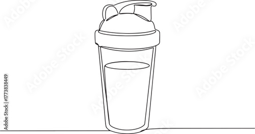 Minimalist outline of a protein shake bottle, perfect for fitnes