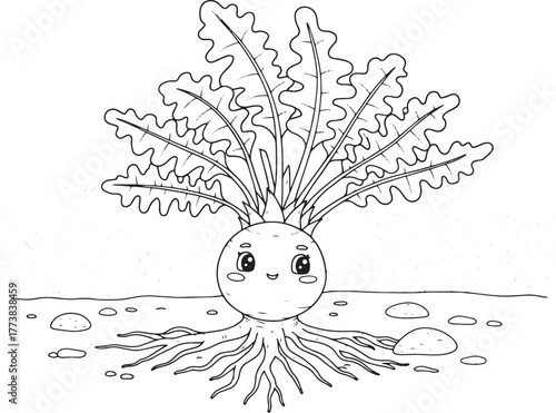Playful salsify vegetable coloring page for children's education