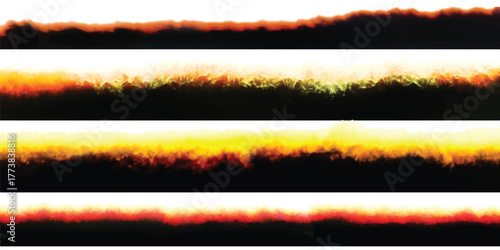 Photo Film Frame Burn Edges Colour Collection Number Six as Modern Analog Devices Style Template - Fiery Orange Red and Yellow on White Background - Retro Graphic Design